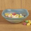 Set of Two 6" Aqua Blue And White Alabaster Glass Square Candy or Nut Bowls