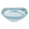 10" Aqua Blue And White Alabaster Glass Square Salad Bowl