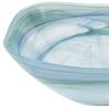 10" Aqua Blue And White Alabaster Glass Square Salad Bowl