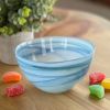 Set of Two 6" Aqua Blue And White Alabaster Glass Round Candy or Nut Bowls