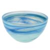 Set of Two 6" Aqua Blue And White Alabaster Glass Round Candy or Nut Bowls