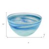 Set of Two 6" Aqua Blue And White Alabaster Glass Round Candy or Nut Bowls