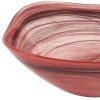 10" Red And White Alabaster Glass Square Salad Bowl