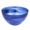 6" Cobalt And White Alabaster Glass Round Candy or Nut Bowl
