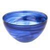 6" Cobalt And White Alabaster Glass Round Candy or Nut Bowl