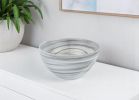 6" Gray And White Alabaster Glass Round Candy or Nut Bowl