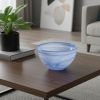 6" Blue And White Alabaster Glass Round Candy or Nut Bowl