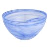 6" Blue And White Alabaster Glass Round Candy or Nut Bowl