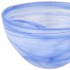 6" Blue And White Alabaster Glass Round Candy or Nut Bowl