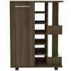 24" Walnut Wood Flat Door Rolling Kitchen Cart With Storage