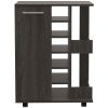24" Espresso Wood Flat Door Rolling Kitchen Cart With Storage