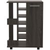 24" Espresso Wood Flat Door Rolling Kitchen Cart With Storage