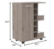 Light Gray Rolling Bar Cart With Wine Storage