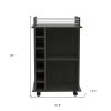 22" Espresso Wood Rolling Bar Cart With Wine Storage