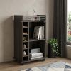 22" Espresso Wood Rolling Bar Cart With Wine Storage
