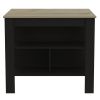 41" Natural And Black Wood Kitchen Island With Storage
