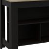 41" Natural And Black Wood Kitchen Island With Storage