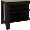 41" Natural And Black Wood Kitchen Island With Storage