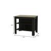 41" Natural And Black Wood Kitchen Island With Storage