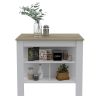 41" Brown And White Wood Kitchen Island With Storage