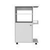 24" White Wood Flat Door Rolling Kitchen Cart With Storage