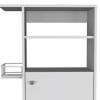 24" White Wood Flat Door Rolling Kitchen Cart With Storage
