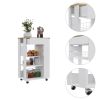 22" Brown And White Wood Rolling Kitchen Cart With Storage
