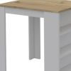 36" Natural and White Wood Kitchen Island With Storage