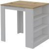 36" Natural and White Wood Kitchen Island With Storage