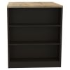 36" Natural and Black Wood Kitchen Island With Storage