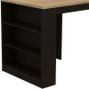 36" Natural and Black Wood Kitchen Island With Storage