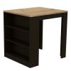 36" Natural and Black Wood Kitchen Island With Storage