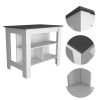 41" Black and White Wood Kitchen Island With Storage