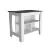 41" Black and White Wood Kitchen Island With Storage
