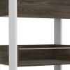 23" Dark Brown and White Wood Rolling Kitchen Cart With Storage