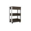 23" Dark Brown and White Wood Rolling Kitchen Cart With Storage