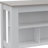 41" Light Gray and White Wood Kitchen Island With Storage