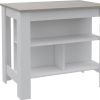 41" Light Gray and White Wood Kitchen Island With Storage
