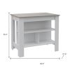 41" Light Gray and White Wood Kitchen Island With Storage