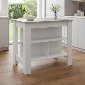 41" Light Gray and White Wood Kitchen Island With Storage