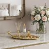 10" Gold Cast Iron Leaf Vanity Tray