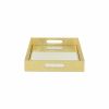 16" Gold Rectangular Wood Handmade Tray With Handles