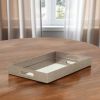 16" Gray Rectangular Wood Handmade Tray With Handles