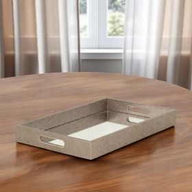 16" Gray Rectangular Wood Handmade Tray With Handles