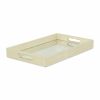16" White Gold Rectangular Wood Handmade Tray With Handles