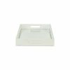 16" White Silver Rectangular Wood Handmade Tray With Handles