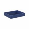 10" Navy Blue Mirrored Glass And Wood Faux Shagreen Vanity Tray