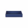 10" Navy Blue Mirrored Glass And Wood Faux Shagreen Vanity Tray