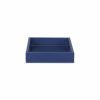 10" Navy Blue Mirrored Glass And Wood Faux Shagreen Vanity Tray