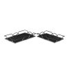 Set Of Two 20" Black Rectangular Metal and Mirror Handmade Trays